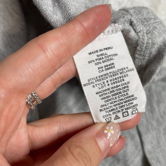 THEORY Swing Pullover Knit Modal Pima Cotton Grey Longsleeve Top Medium M - Picture 3 of 3